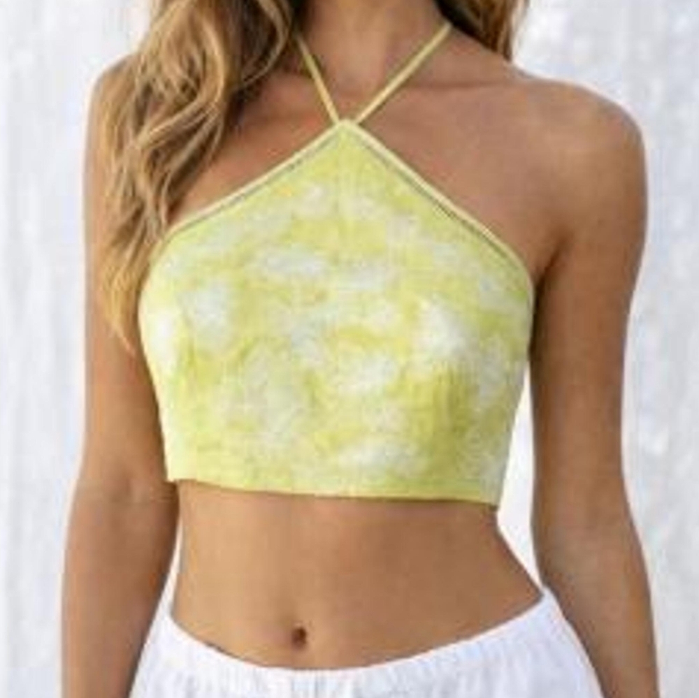 House of Harlow 1960 Lime Green Embroidered Halter Top – Size M – NWT